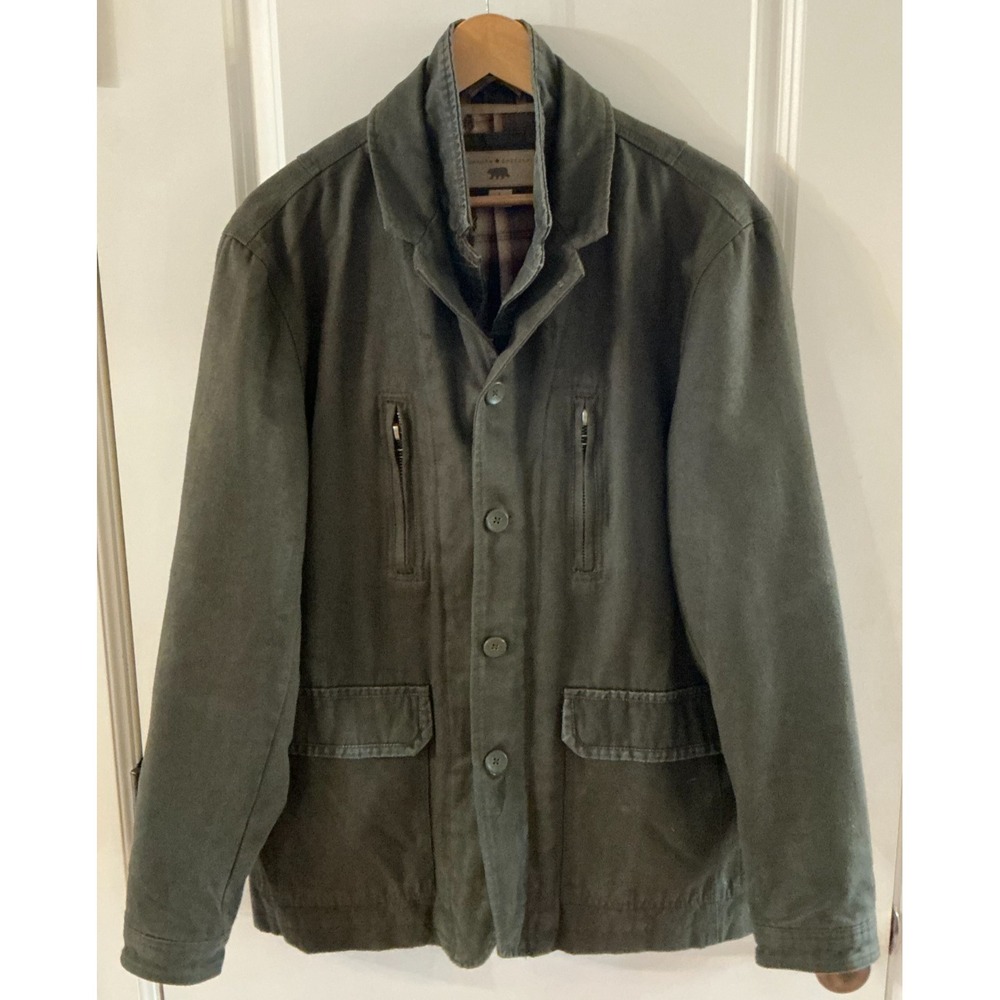 Dakota Grizzly Mens Jacket Size L Olive Green Flannel-Lined Quilted Utility Coat - Picture 2 of 10